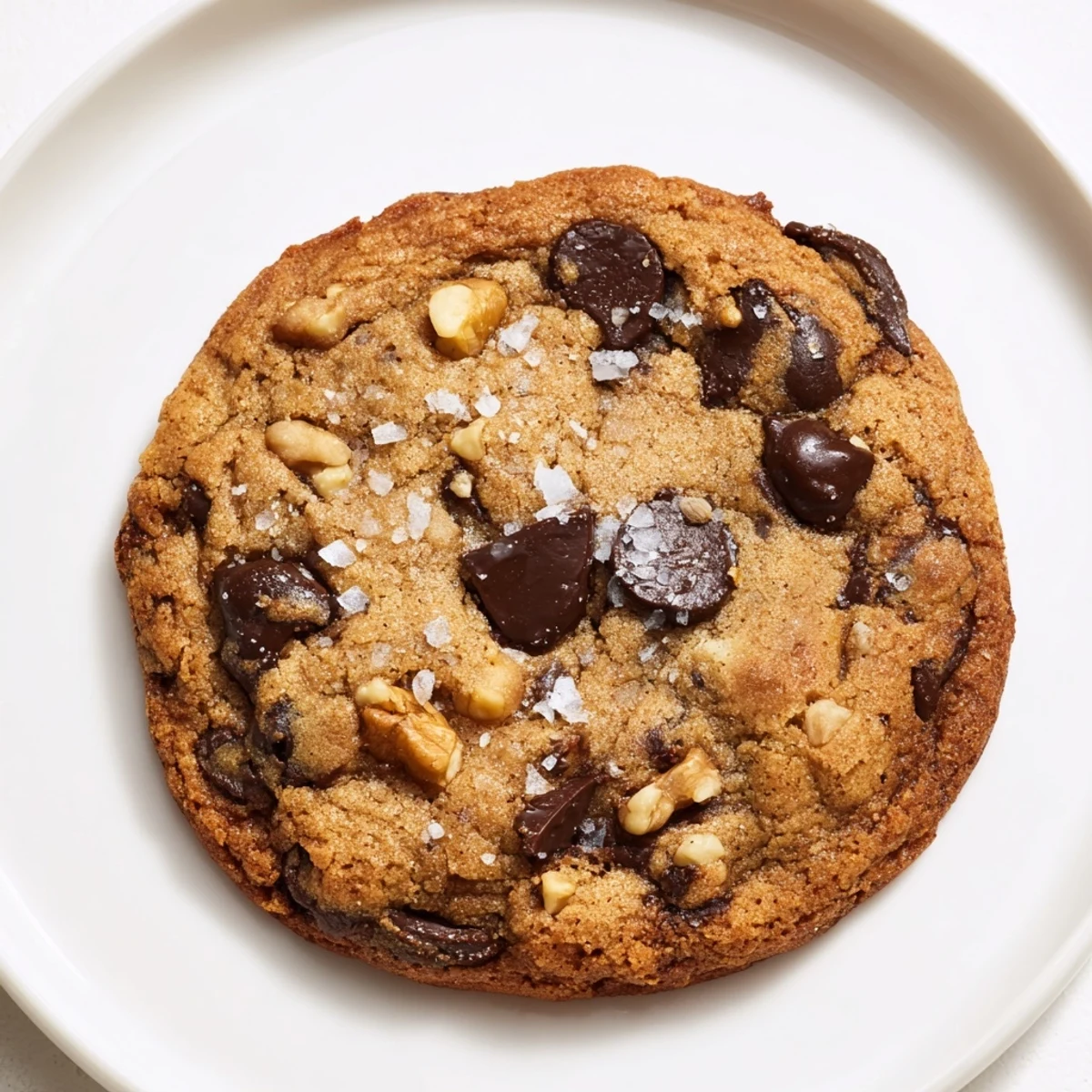 Golden-brown, freshly baked classic chocolate chip cookies, still warm and perfect for sharing with family.