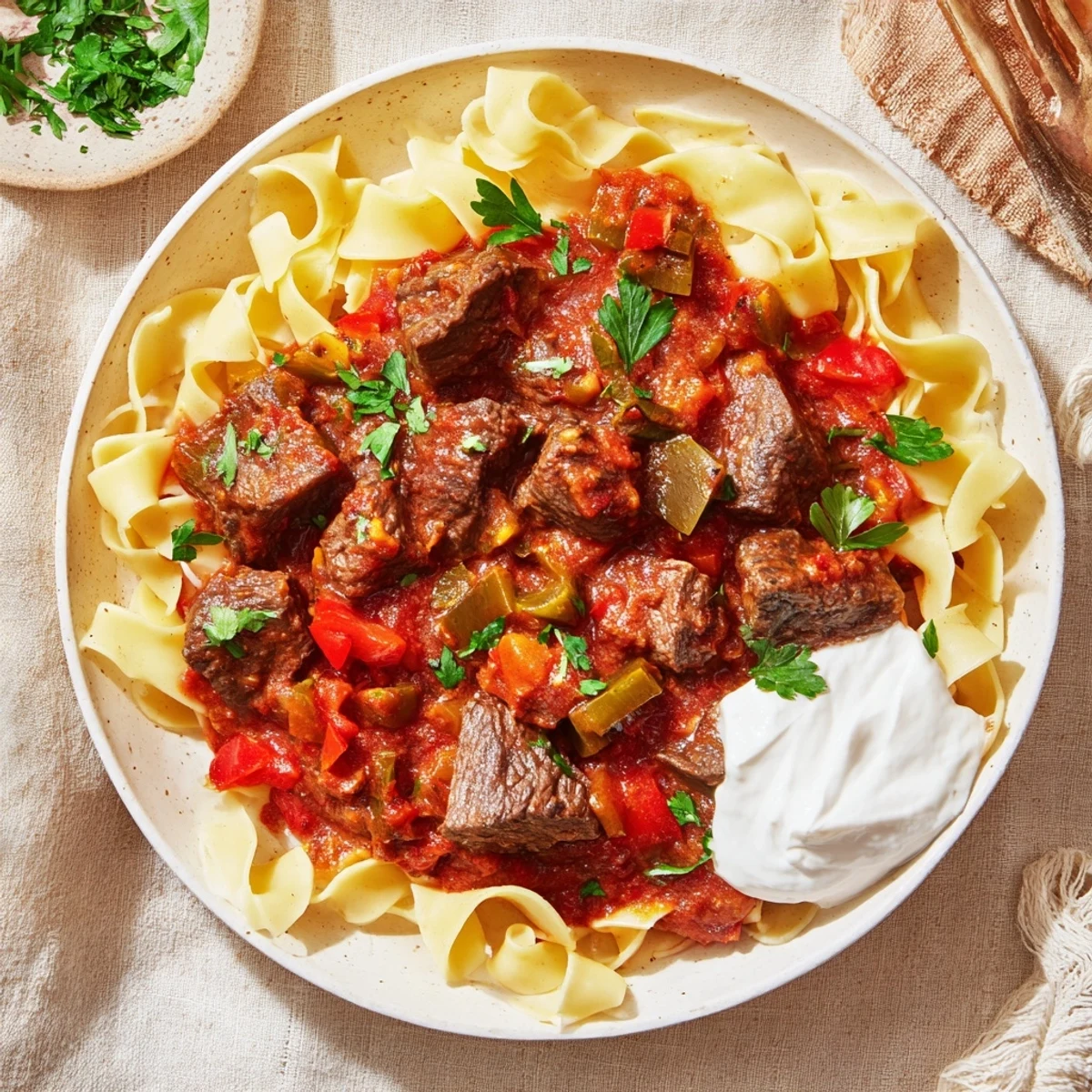 Hungarian Goulash Egg Noodles