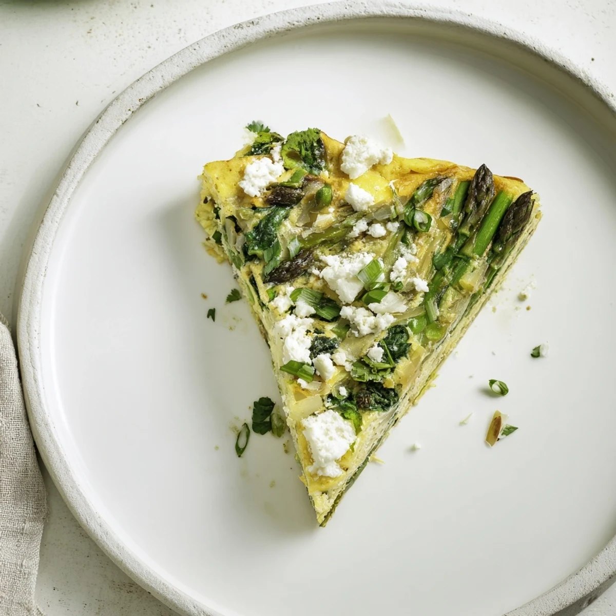 Savory and comforting: a delicious Meadow-Soft Cozy Plate: Frittata featuring healthy spring vegetables.