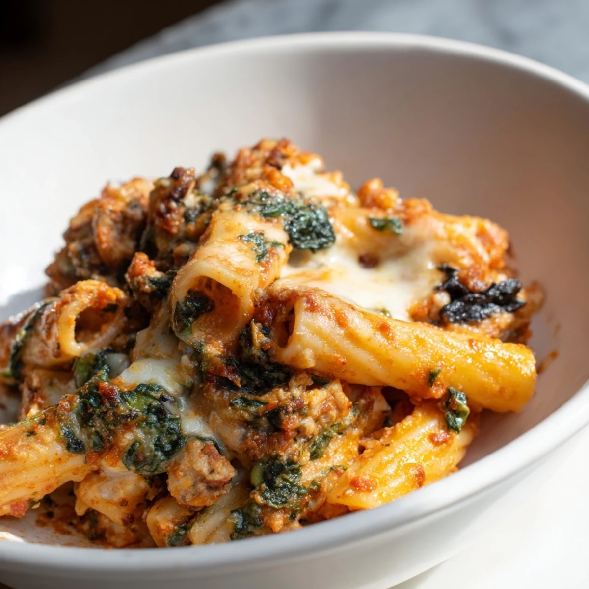 Warm Baked Ziti Ricotta Spinach