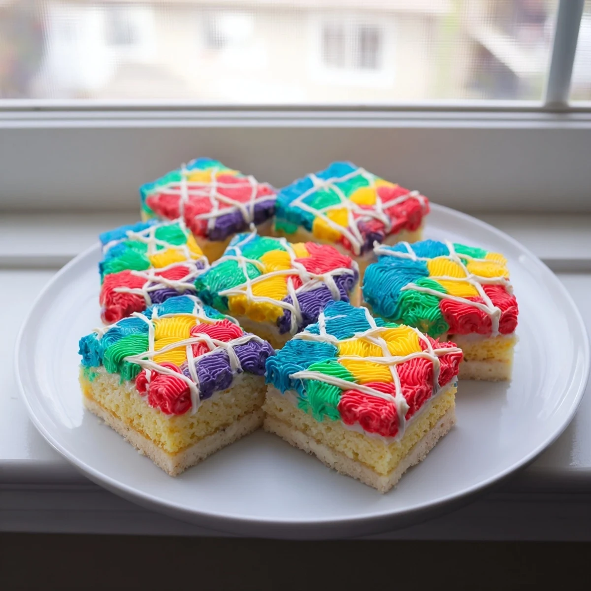 Imagine the soft, colorful layers of this delicious Cozy Quilt Patchwork Cake, perfect for a celebration.