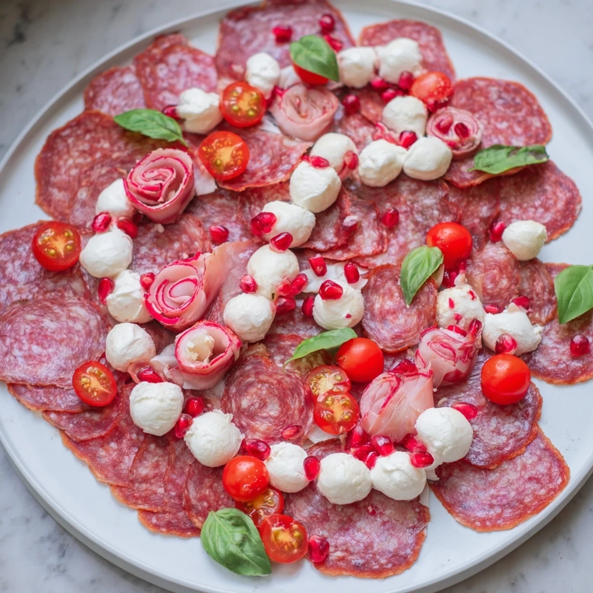 Festive holiday Candy Cane Zigzag charcuterie board with vibrant red and white ingredients ready to serve.