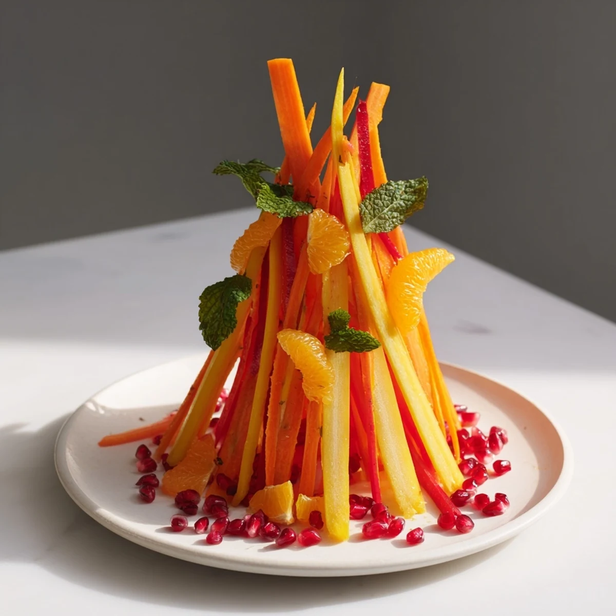 Bonfire Warmth Centerpiece, a vibrant edible display with carrot flames and citrus "embers."