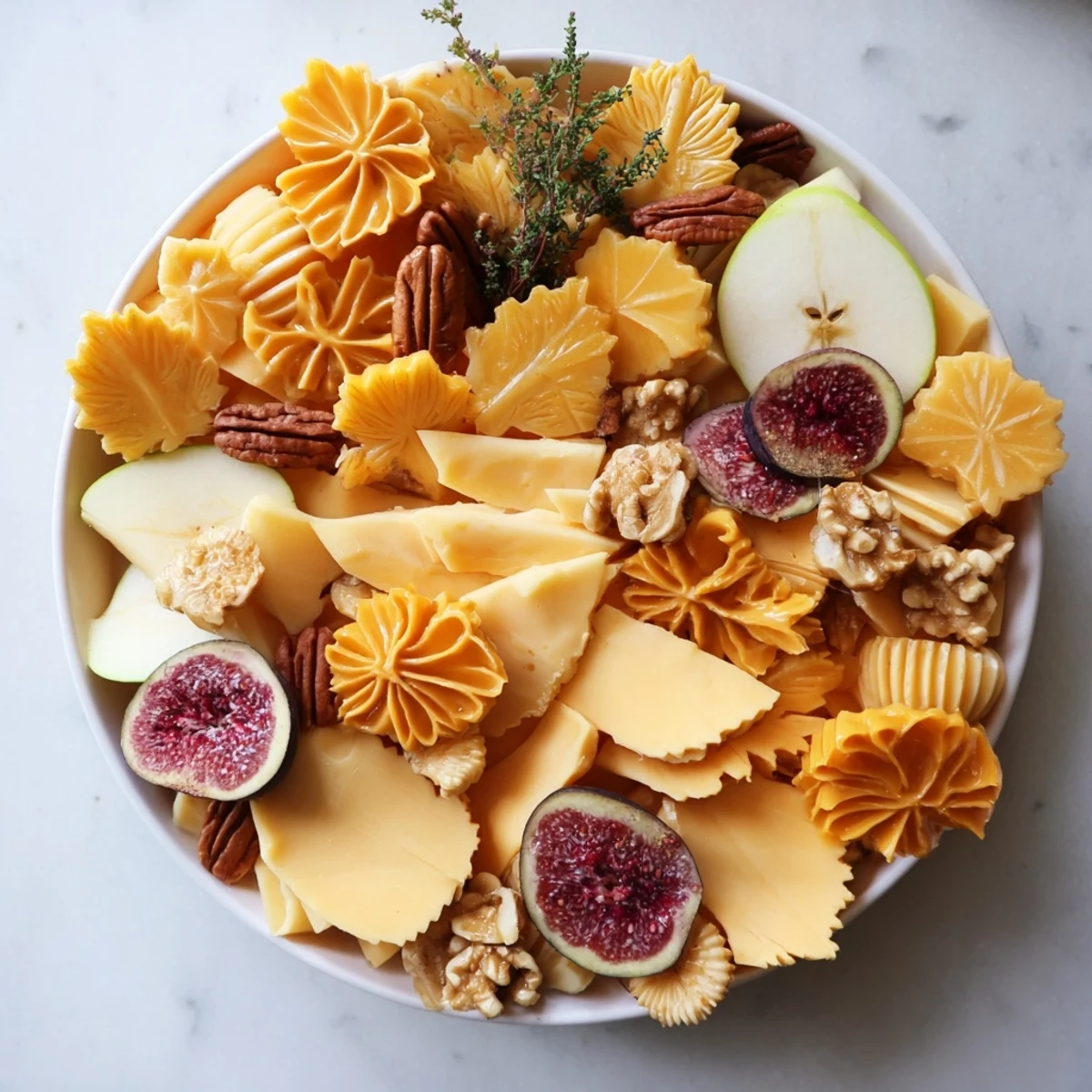 This Thanksgiving Leaf Fall features an eye-catching arrangement of autumn-colored snacks with leaf cutouts, delicious!