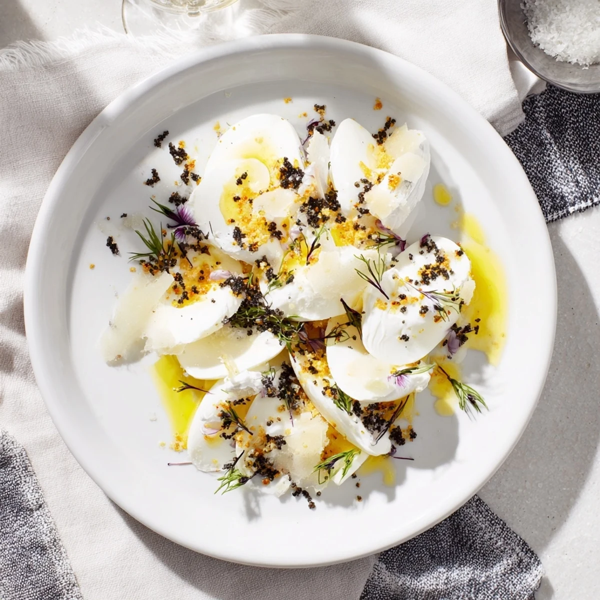 Exquisite The Silver Birch recipe with shaved Comté and truffle showcases a stunning vegetarian starter.