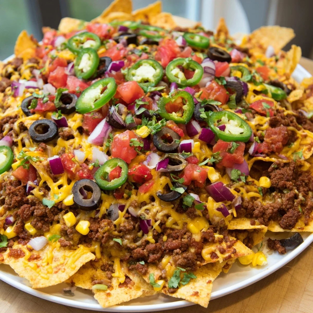A warm pan of Easy Sheet-Pan Nachos, a delicious Tex-Mex appetizer perfect for sharing with friends.