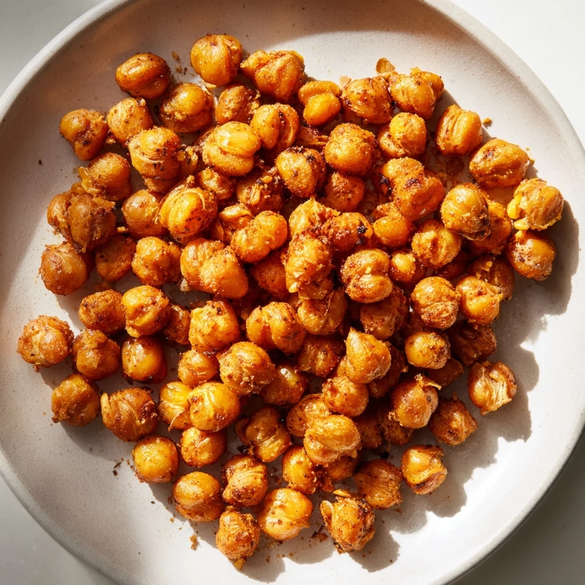 Golden, crispy chickpeas ready for enjoying; this crispy chickpea snack is spiced to perfection.