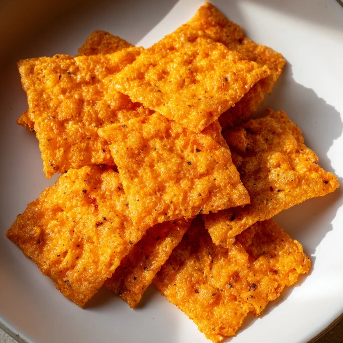 A close-up of these crunchy snacks reveals the texture of the crushed Cheetos and the melted sharp cheddar, perfect for movie night or parties.  