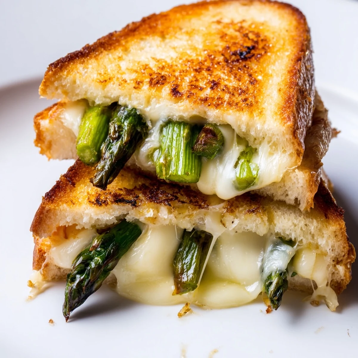 Asparagus & Brie Grilled Cheese served with fresh salad for a light, vegetarian lunch.