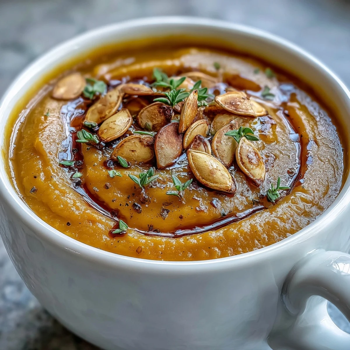 Roasted cubes of butternut squash for the velvety soup, glazed with maple syrup and seasoned with warm spices.