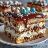 Festive Simple Graduation Cake: Two-Tier with Balloon Toppers, featuring creamy vanilla layers, playful balloon toppers, and colorful edible confetti for a celebratory dessert centerpiece.