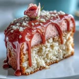 This bridal shower rosé velvet cake presents a luxurious pink hue and artful gold drip.