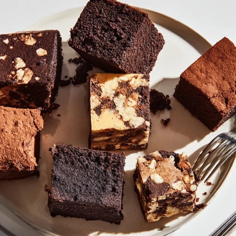 A colorful dessert platter with rich brownie and golden blondie squares ready to serve.