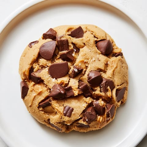 A close-up of chewy peanut butter chocolate chip cookies with melted chocolate, ready to enjoy.