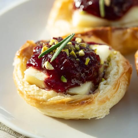 Buttery puff pastry surrounds melty Brie and cranberry in these delightful Mini Cranberry Brie Tart Wreath bites.