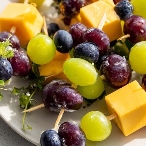 Fresh Sparkling Grape and Cheese Skewers are a simple, elegant appetizer, perfect for a special occasion.