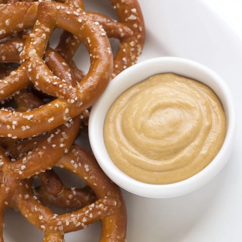 Pretzel Rods Hot Mustard Dip