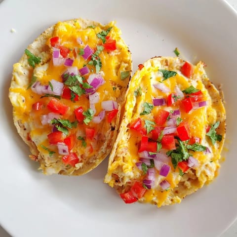 Cheesy Sheet Pan Breakfast Tacos, brimming with eggs and vegetables, perfect for a quick breakfast.