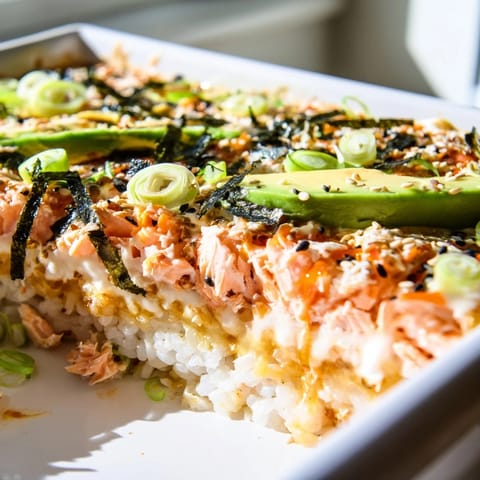Sushi Bake with Salmon Avocado