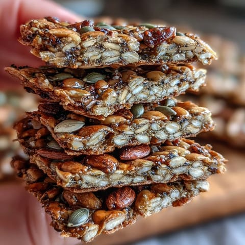 A tray of crunchy seed crackers made with chia, oats, and olive oil, perfect for snacking.