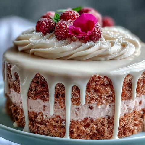 Fluffy pink Rosé Velvet Cake with elegant gold drip, ready for your party.