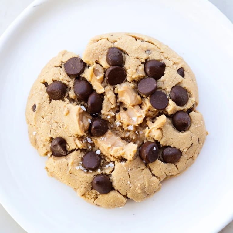 Warm, homemade peanut butter chocolate chip cookies displayed, perfect for a satisfying dessert.