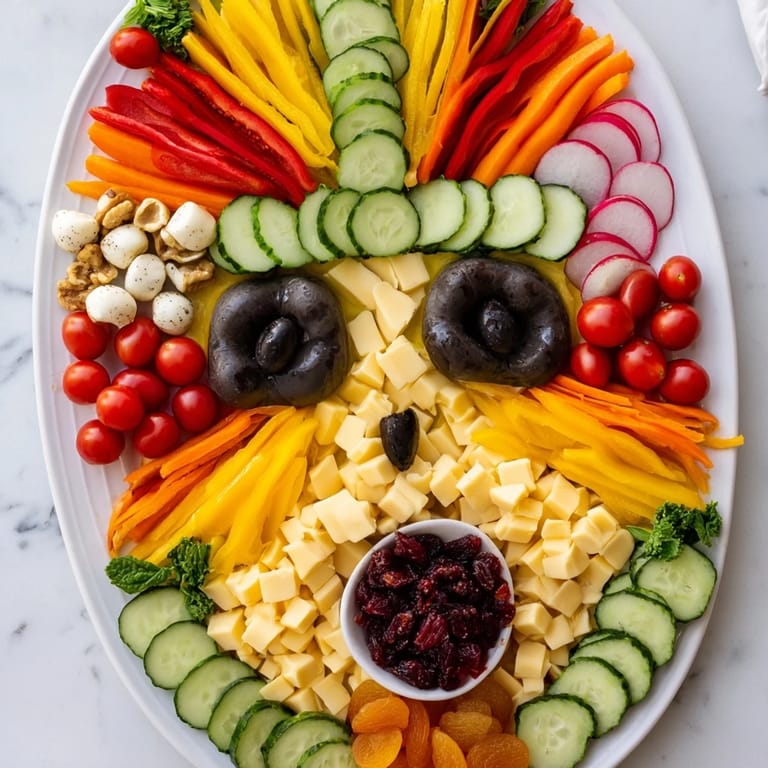 This festive Masquerade Mask appetizer bursts with color and flavor, featuring fresh fruits, cheeses and more.