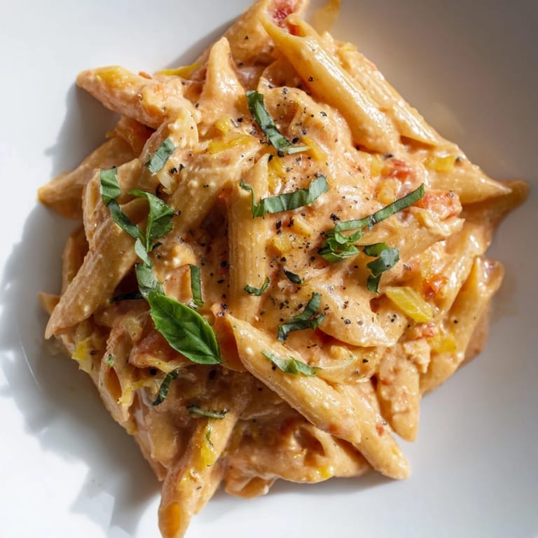Aromatic Basil Garlic Tomato Pasta, garnished with fresh basil, steaming, and ready for a comforting meal.