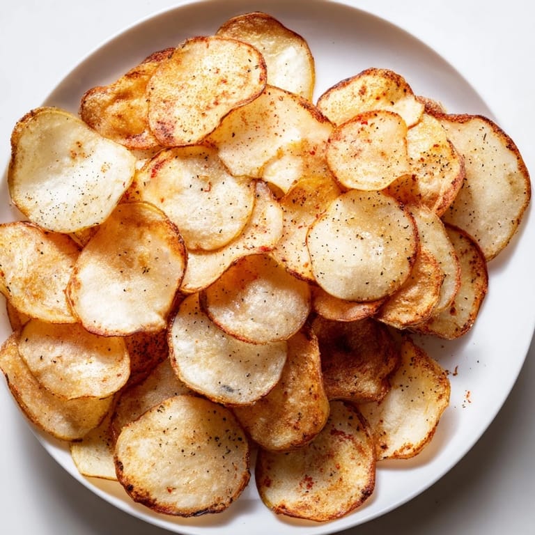 These homemade air-fryer potato chips are thin, beautifully browned and ideal served with dips, easy American appetizer.