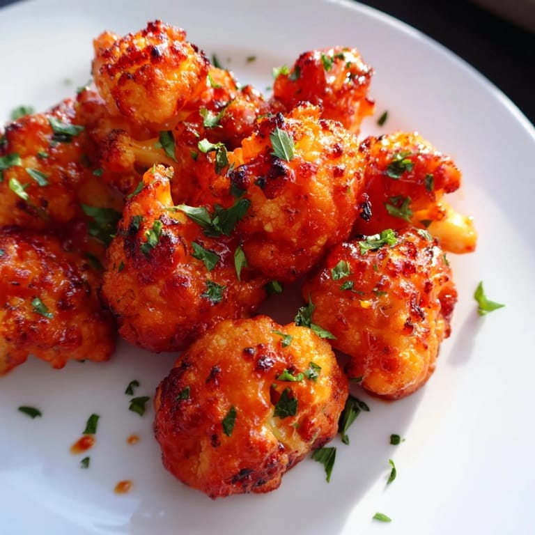 Delicious and colorful, these Sriracha-Buffalo Cauliflower Bites offer a perfect sweet and spicy bite.