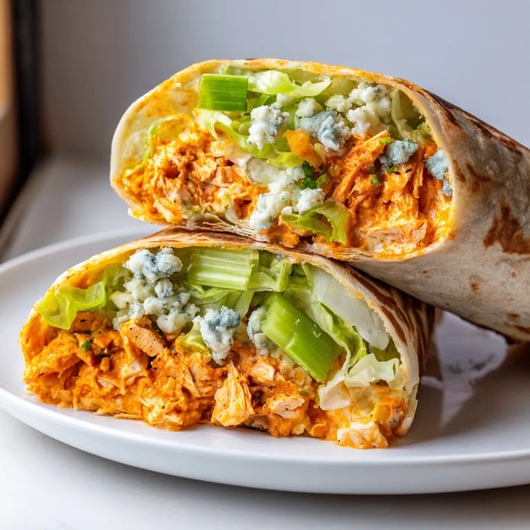 Easy-to-make grilled Buffalo Chicken Dip Wrap, showcasing melty cheese and crunchy celery.