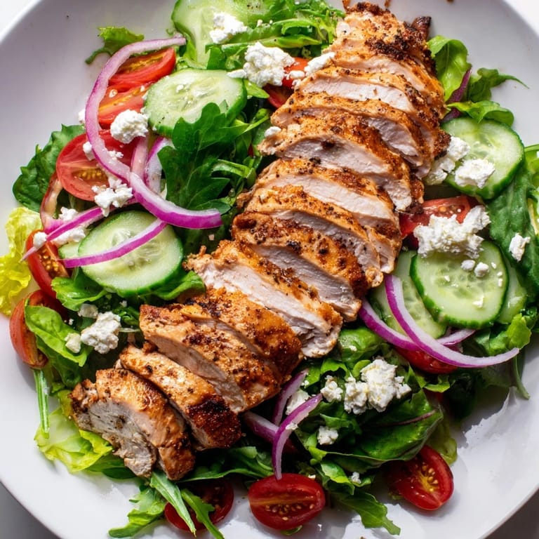 Imagine tender, flavorful Quick Pan-Seared Chicken Salad served hot, with a light vinaigrette dressing.