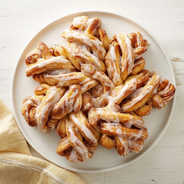 Visualizing fluffy dough, this cinnamon roll snowflake offers a sweet, warm, pull-apart treat.