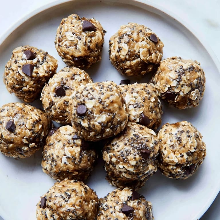 Golden, no-bake almond-chia energy bites: perfect as a quick, healthy snack, nicely arranged.
