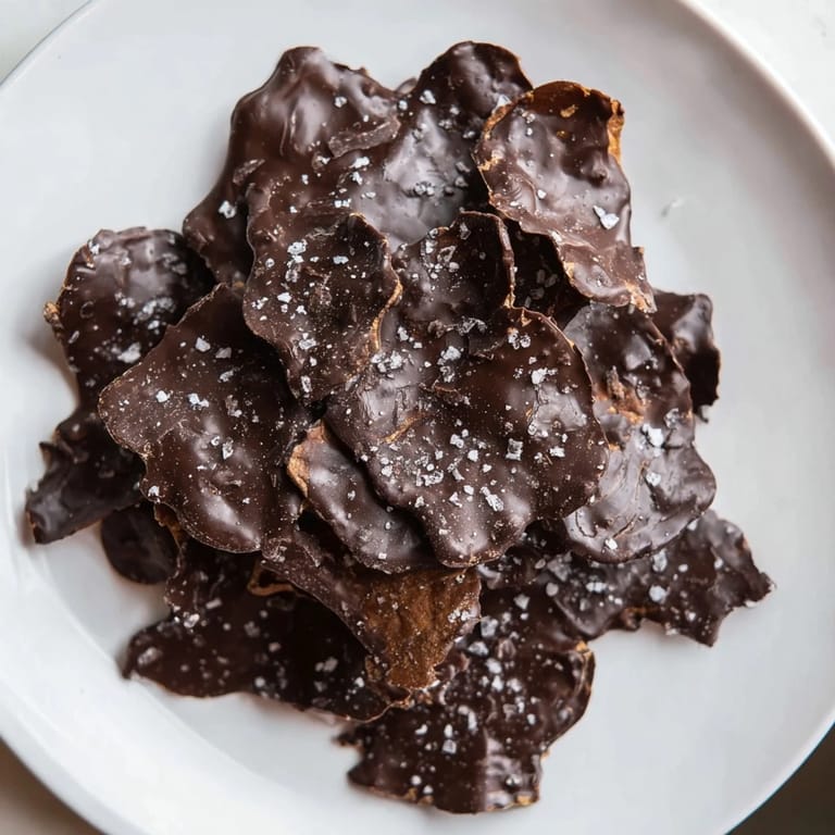 Salty-sweet Chocolate Potato Chip Bark with a sprinkle of sea salt, ideal for sharing at your next party.