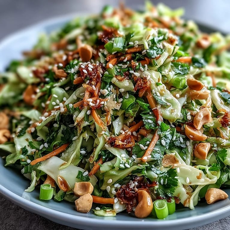Vibrant Asian Cabbage Salad featuring crunchy purple cabbage, carrots, and green onions tossed in a sesame-ginger vinaigrette.
