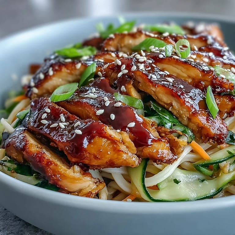 Fork-tender chicken and fresh veggies on rice noodles make this Asian Chicken Noodle Bowl a bright, saucy dinner.