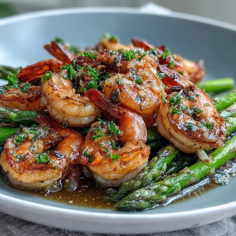 Quick and flavorful Healthy Easy One-Pan Lemon Garlic Shrimp and Asparagus, perfect for a light weeknight dinner.