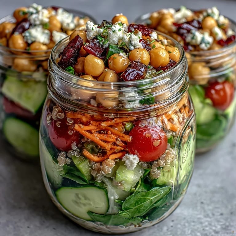 Healthy Summer Meal Prep: Mason Jar Salads for the Week - Layered salad jars featuring vibrant vegetables, protein options, and tangy dressing, perfect for nutritious grab-and-go lunches.