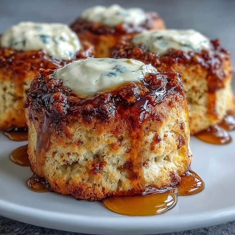 Tender, honey-sweetened scones baked to perfection and topped with rich clotted cream, perfect for a springtime brunch or dessert.