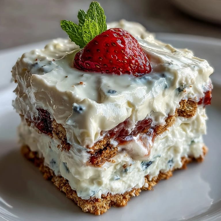 Celebrate summer with a festive no-bake dessert featuring juicy strawberries, creamy layers, and a patriotic garnish of blueberries and mint.