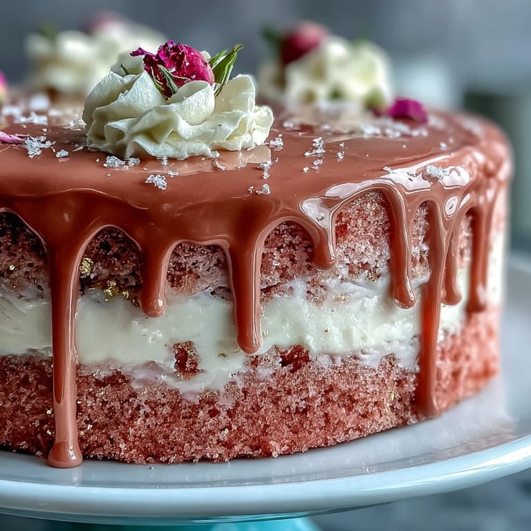 A beautiful Bridal Shower Rosé Velvet Cake, ready to be shared for special celebrations.