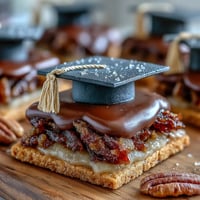 Celebrate graduation with fondant-topped sugar cookies featuring mortarboard hats and tiny yellow tassels.